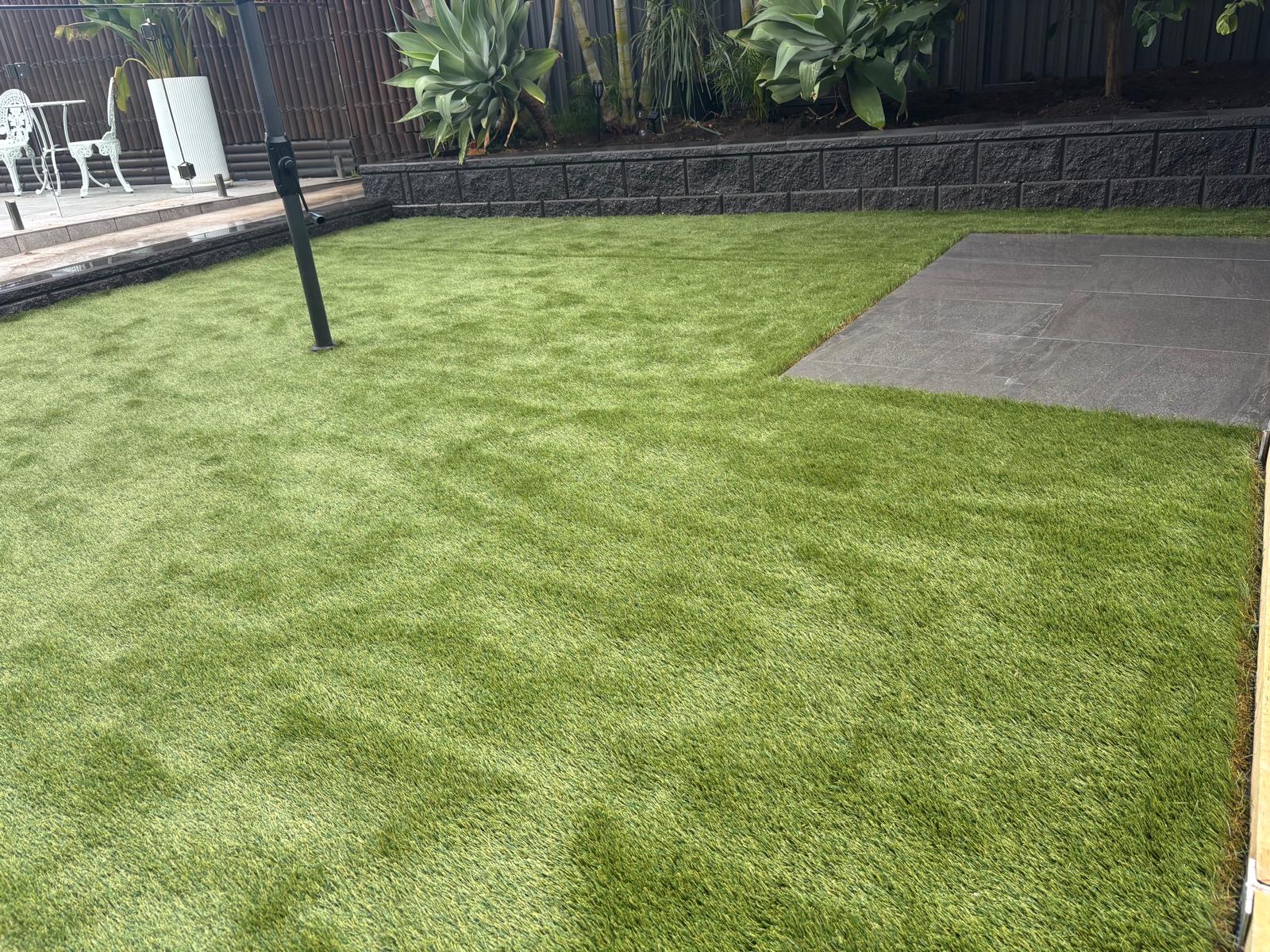 Backyard turf & garden wall