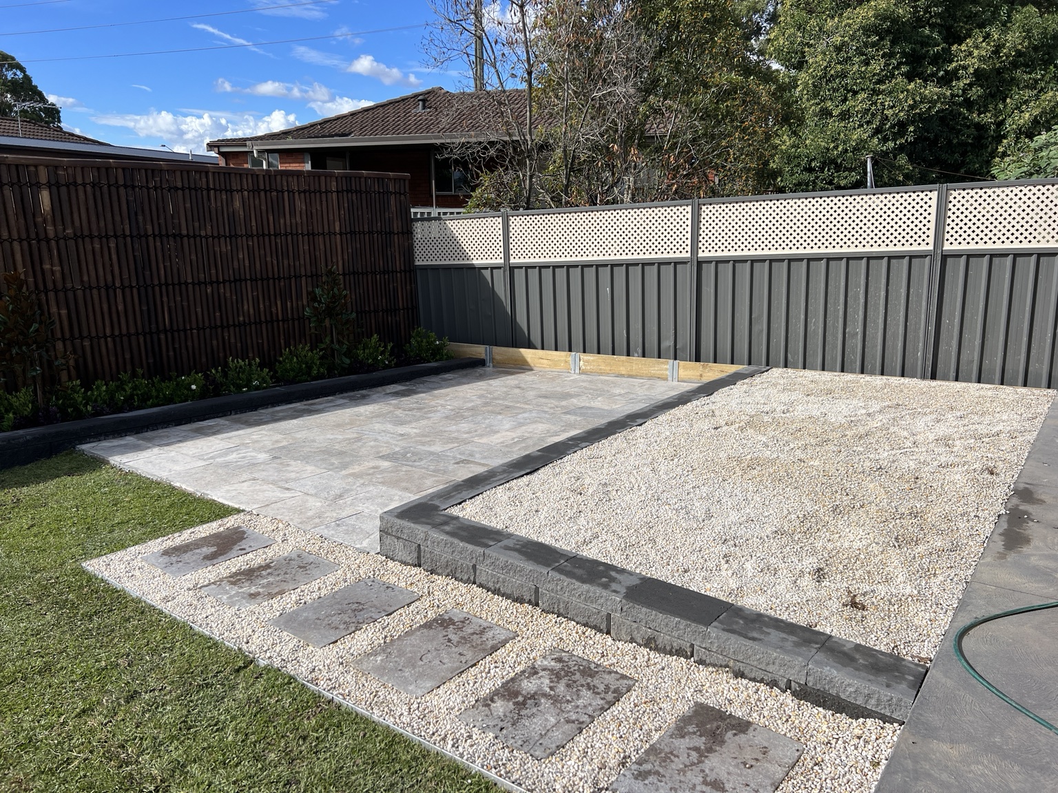 Paving, gravel & garden levels