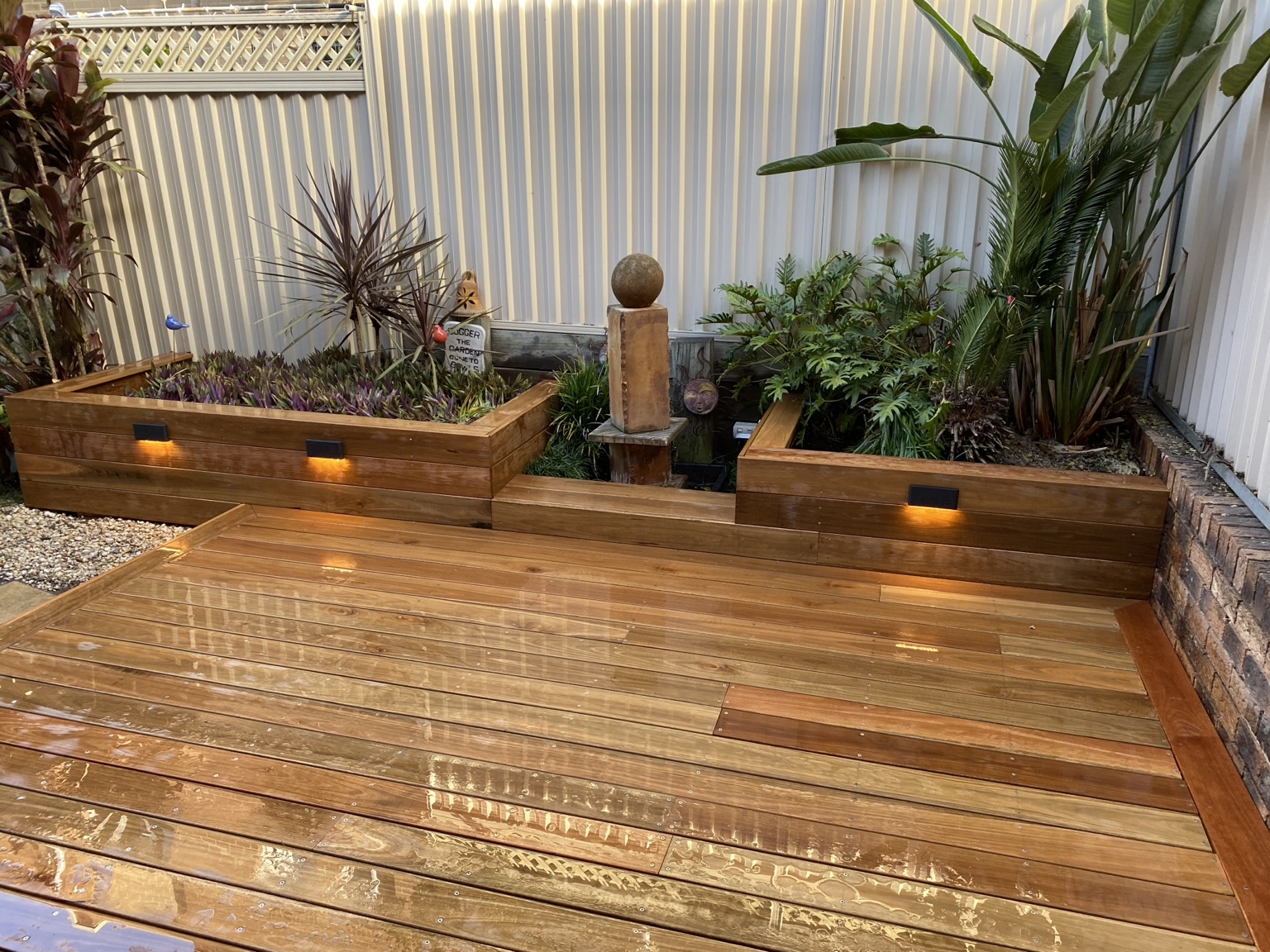 Timber decking & planted borders